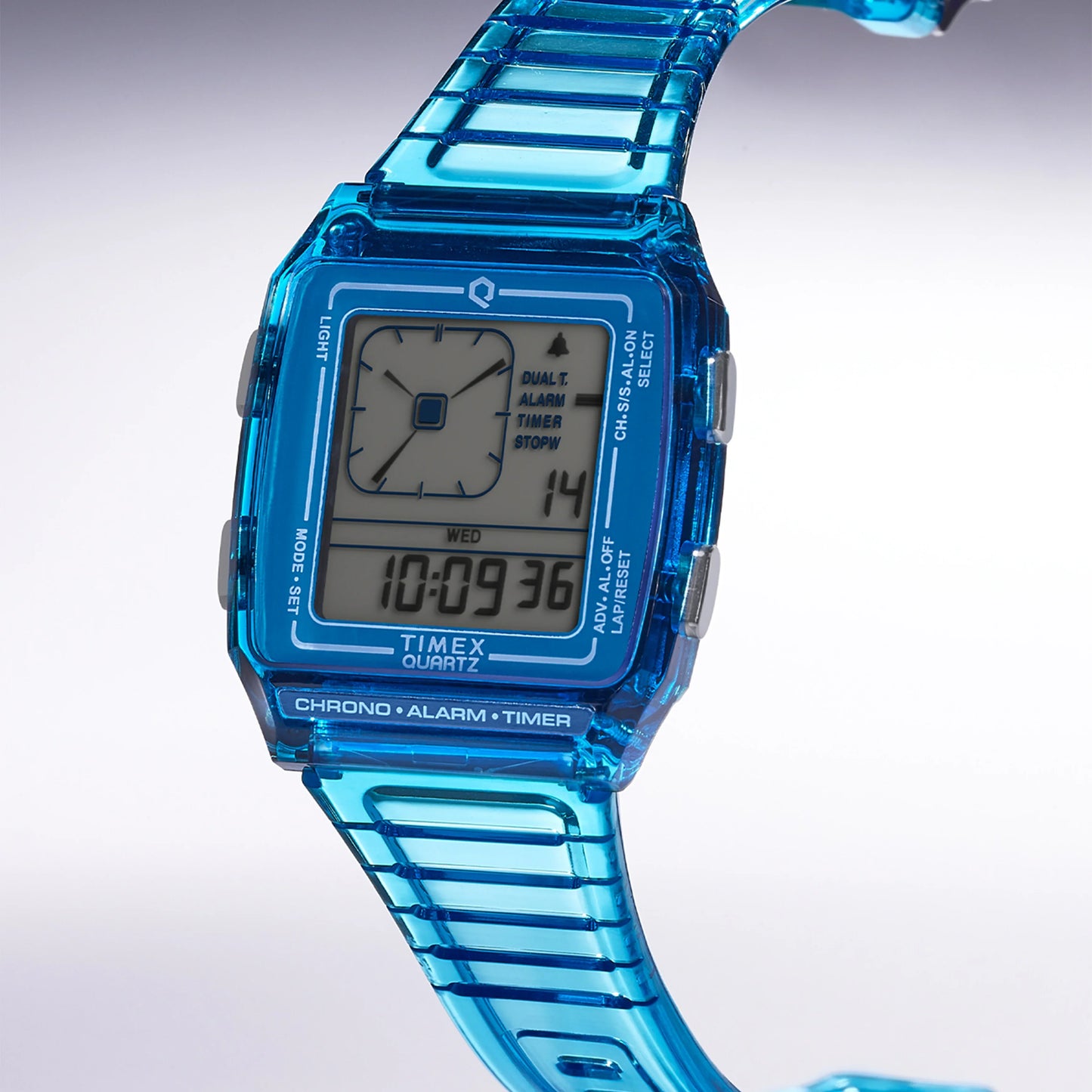 TIMEX Q LCA TRANSPARENT BLUE RETRO DIGITAL WATCH - VINTAGE VIBES REIMAGINED-4