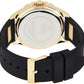 GUESS Gold-Tone Stainless Steel Crystal Encrusted Dial with Black Stain Resistant Silicone Watch