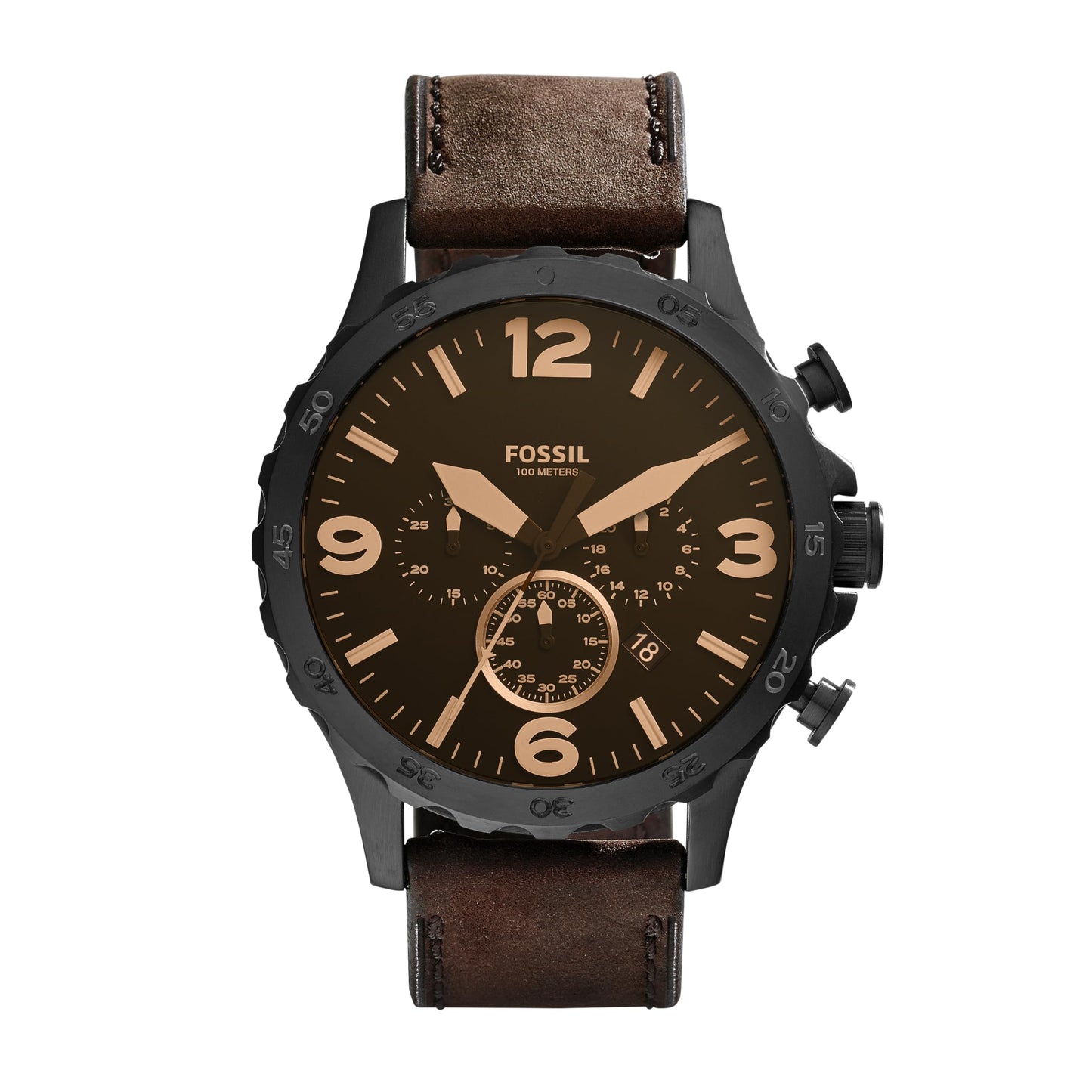 Fossil Nate Men's Watch with Oversized Chronograph Watch Dial and Stainless Steel or Leather Band