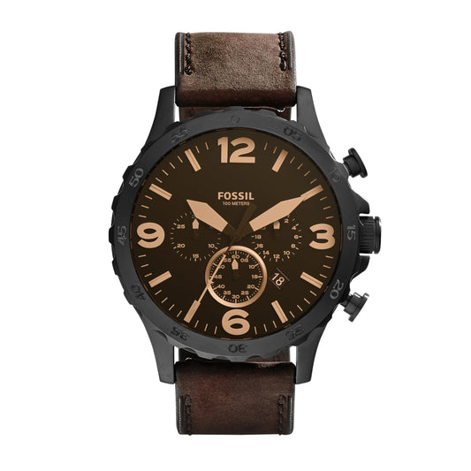 Fossil Nate Men's Watch with Oversized Chronograph Watch Dial and Stainless Steel or Leather Band