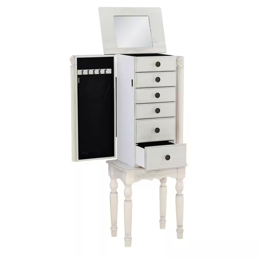 Elaina off White Jewelry Armoire 13.5 In. W X 9.5 In. D X 37 In. H