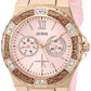 GUESS Women's Stainless Steel + Stain Resistant Silicone Watch