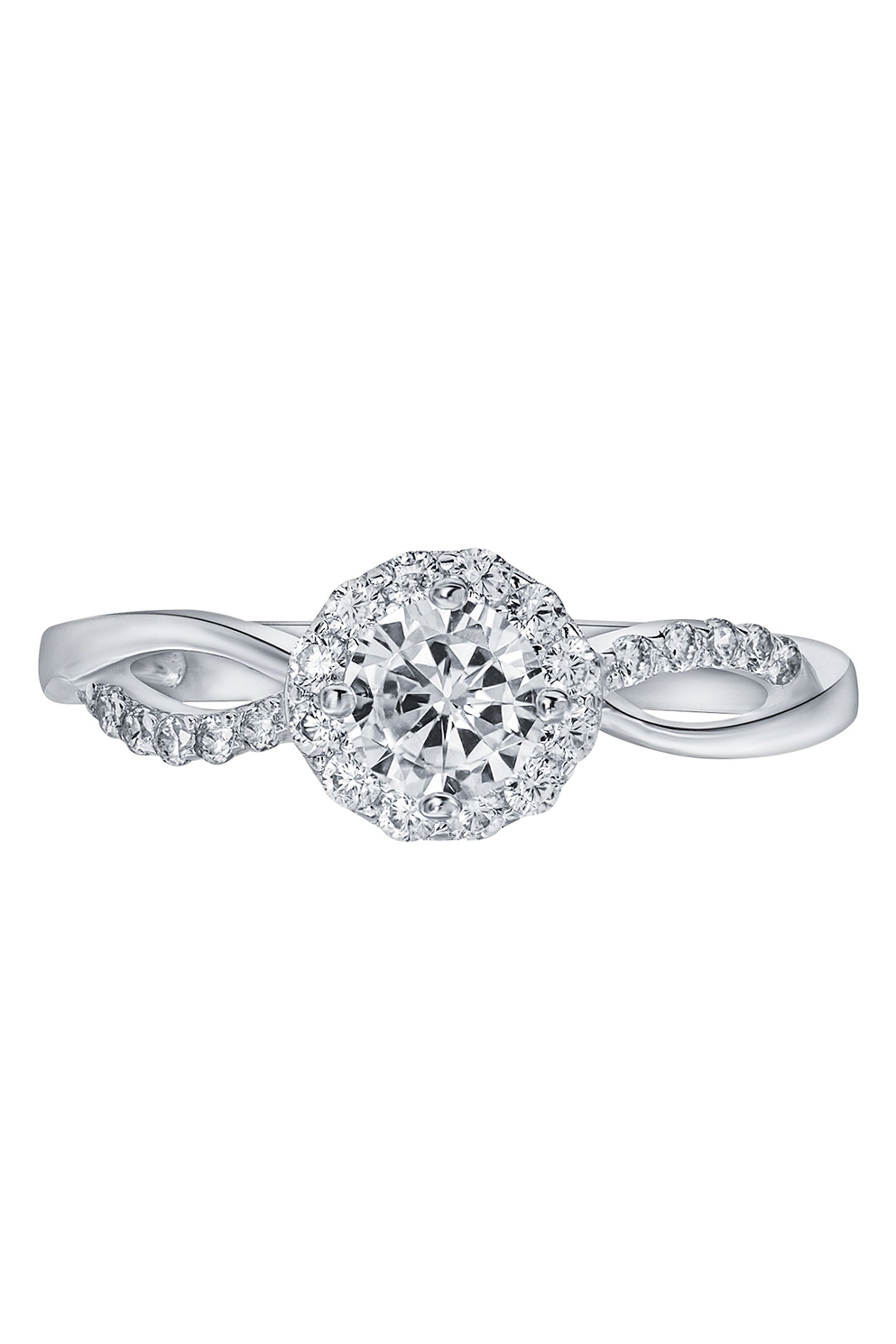 Sterling Silver Cubic Zirconia Halo Ring-1