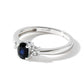 9ct White Gold Sapphire and 0.10ct Diamond Three Stone Ring-1