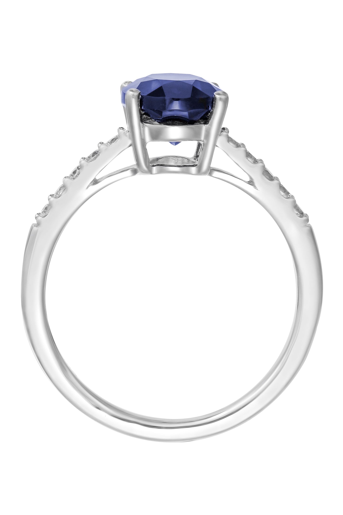 9ct White Gold Created Sapphire and 0.15ct Diamond Ring-3