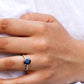 9ct White Gold Created Sapphire and 0.15ct Diamond Ring-1