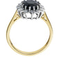 9ct Yellow Gold Black Sapphire and Diamond Cluster Ring-2