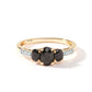 9ct Yellow Gold Three Stone Sapphire and Diamond Ring-2