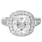 Sterling Silver Cubic Zirconia Princess Cut Halo Ring-2