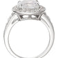 Sterling Silver Cubic Zirconia Princess Cut Halo Ring-3