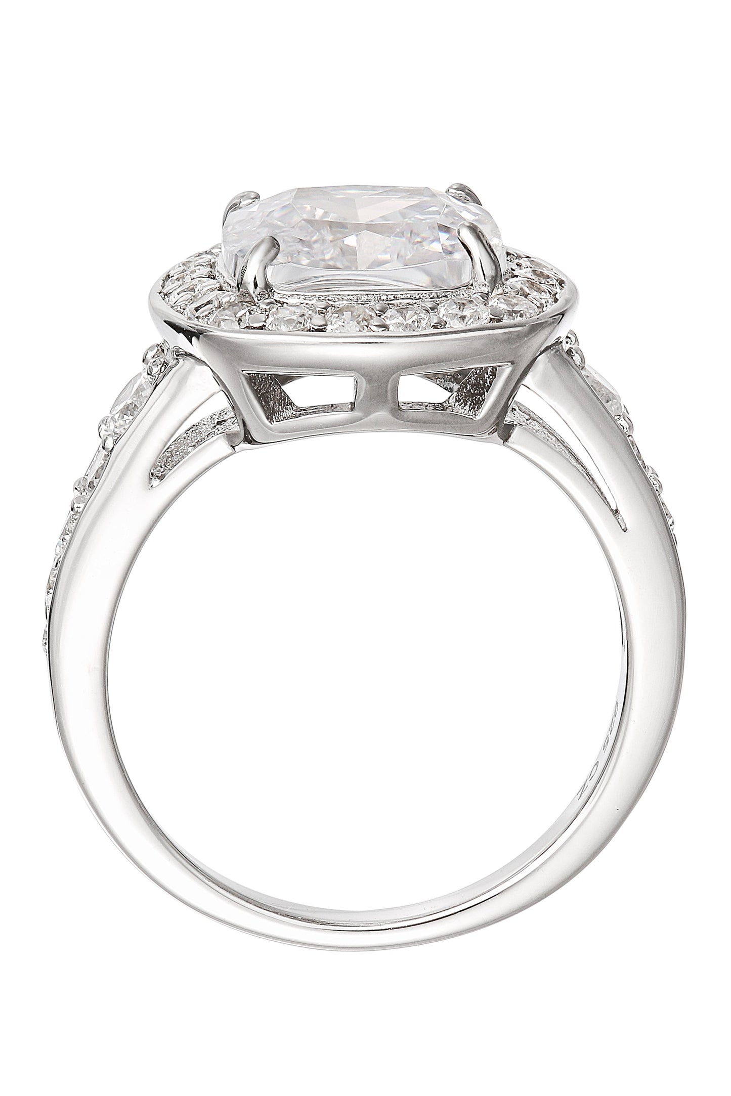 Sterling Silver Cubic Zirconia Princess Cut Halo Ring-3