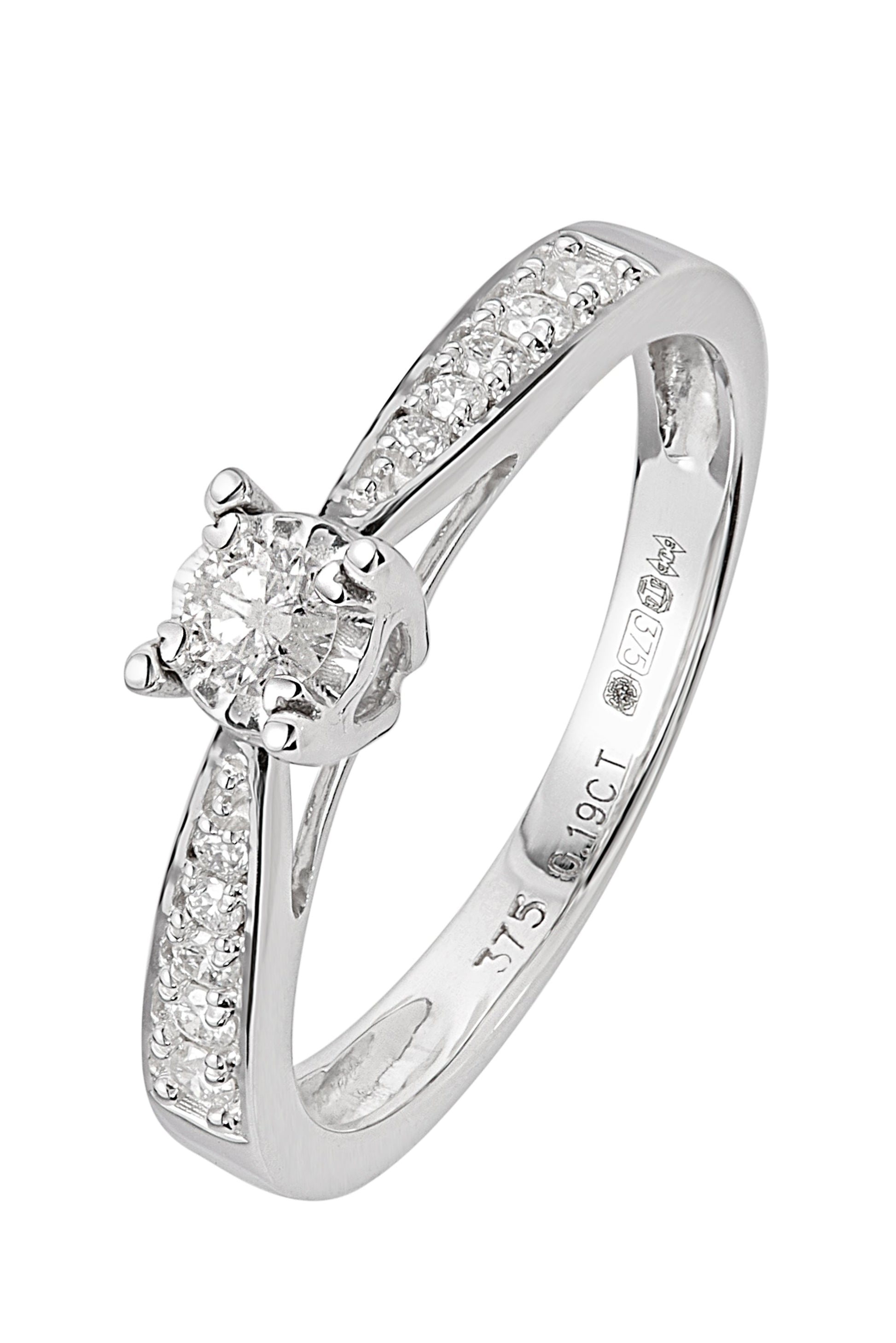 9ct White Gold 0.19ct Diamond Engagement Ring-0