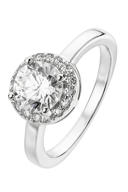 Sterling Silver Cubic Zirconia Halo Ring-0