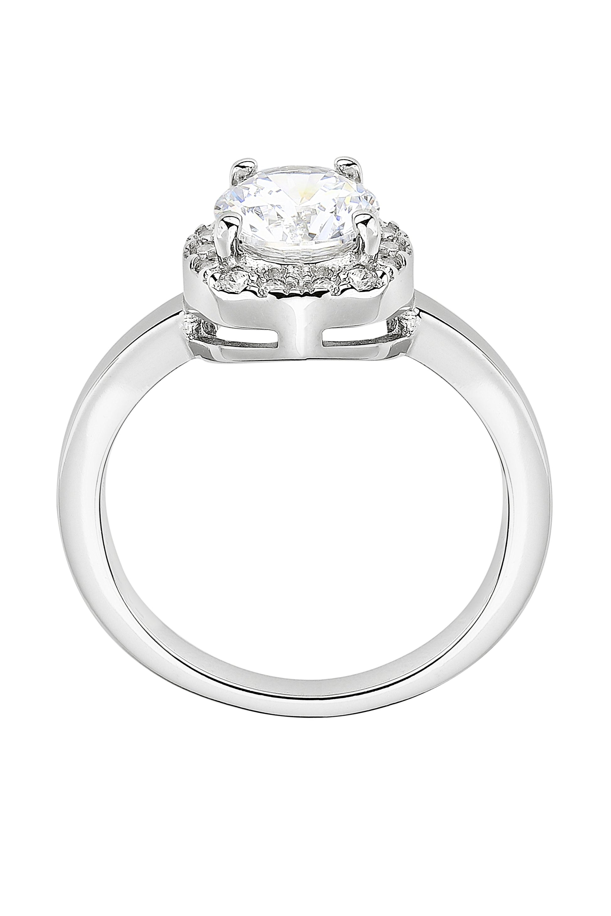 Sterling Silver Cubic Zirconia Halo Ring-3