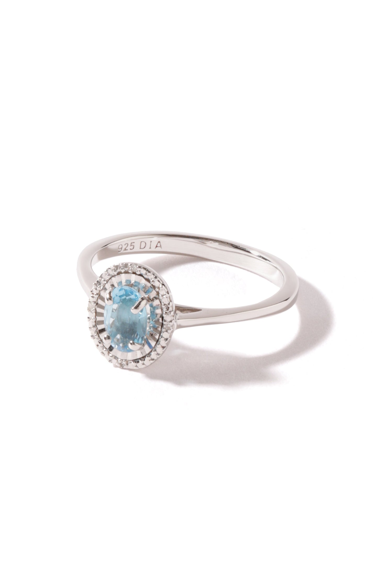 Sterling Silver Swiss Blue Topaz and Diamond Oval Ring-1