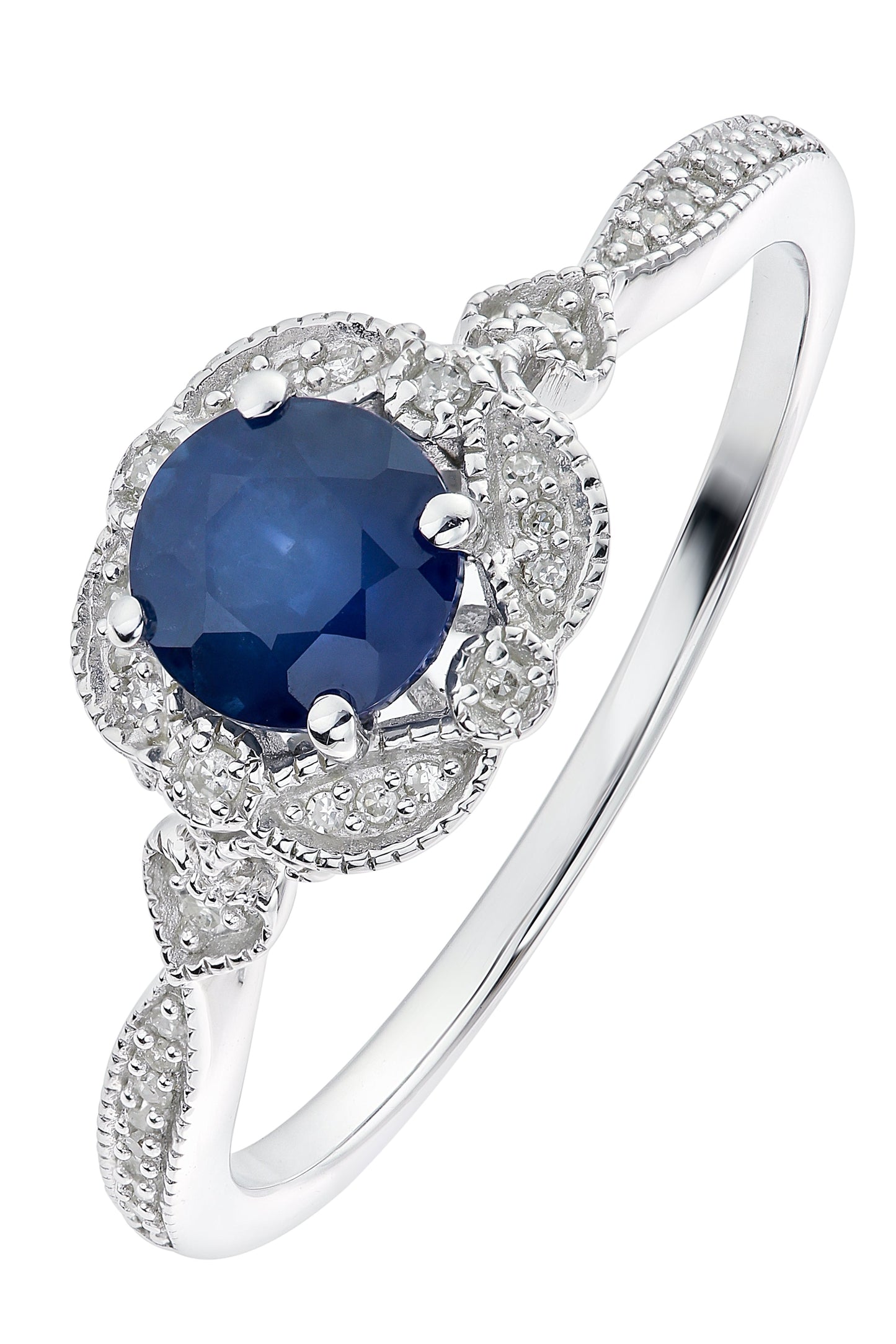 9ct White Gold Sapphire and Diamond Ring-0