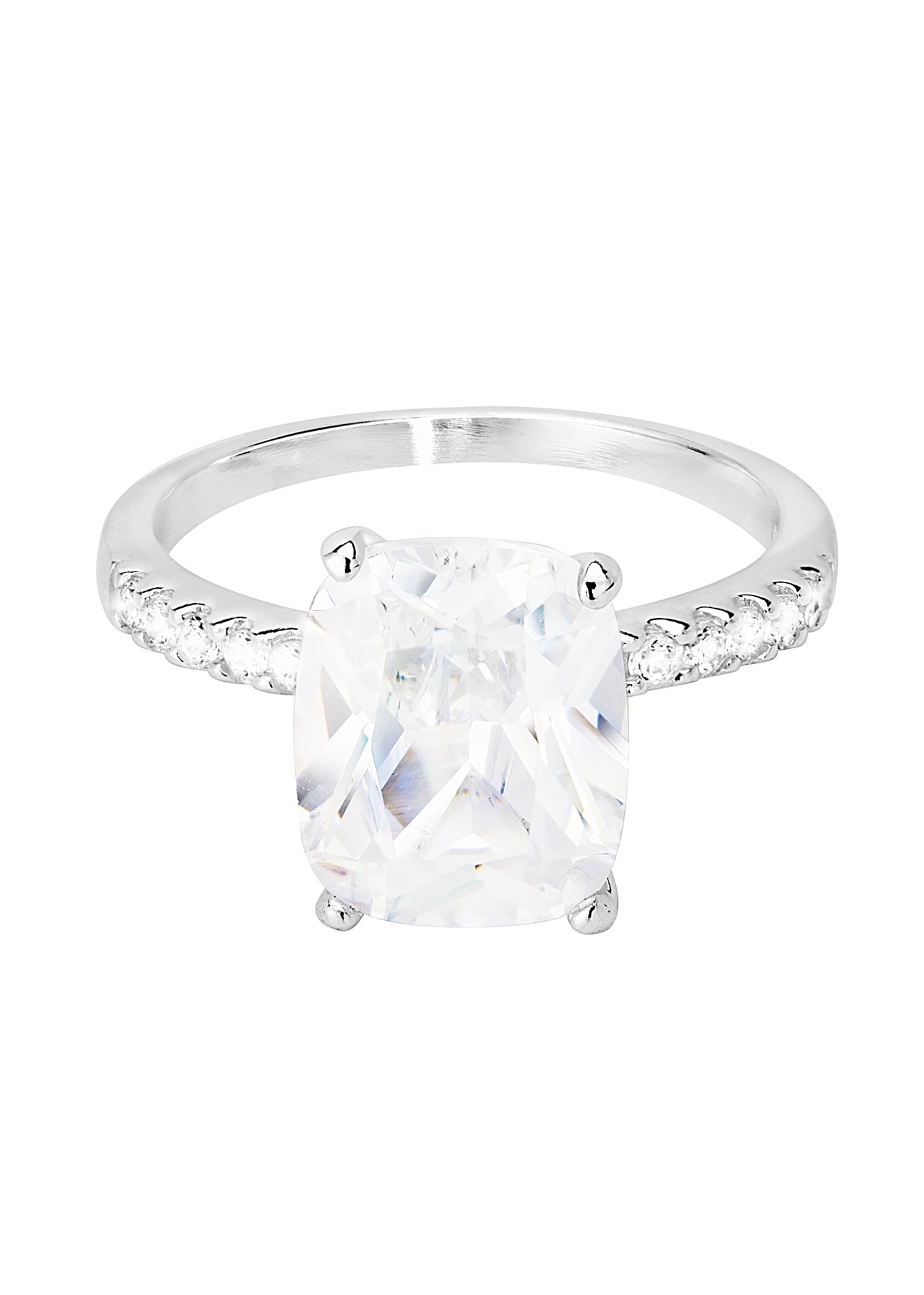 Sterling Silver 11x9mm Cubic Zirconia Solitaire Ring-3