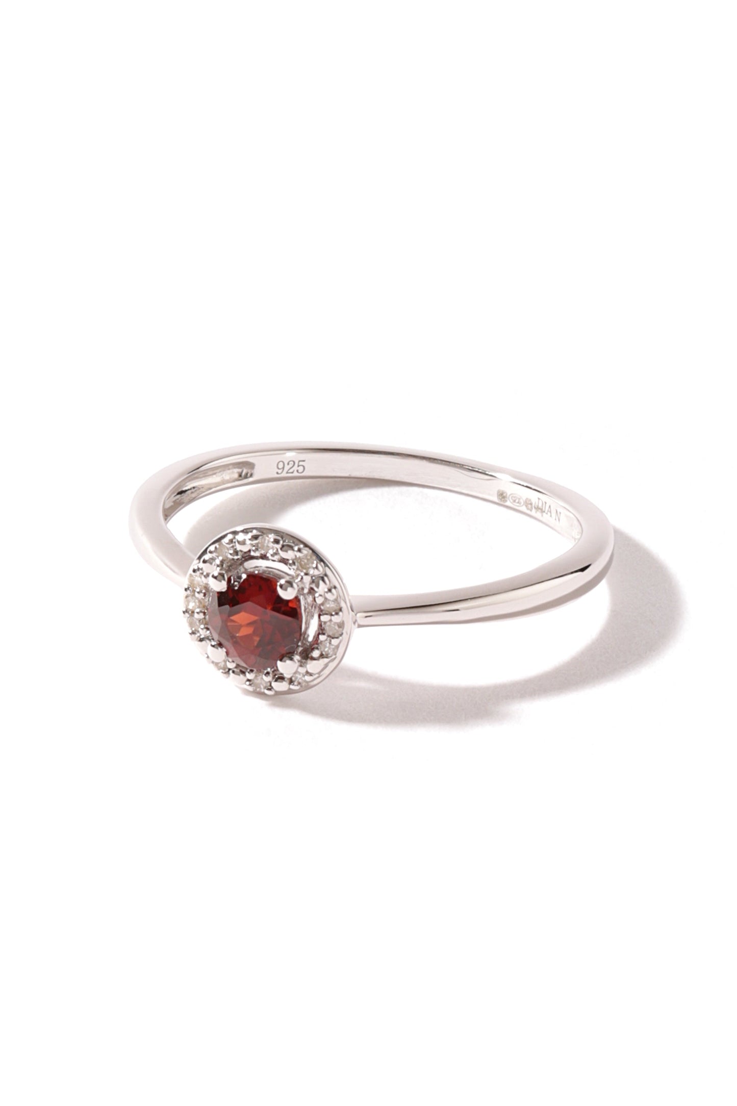 Sterling Silver Garnet and Diamond Halo Ring-1