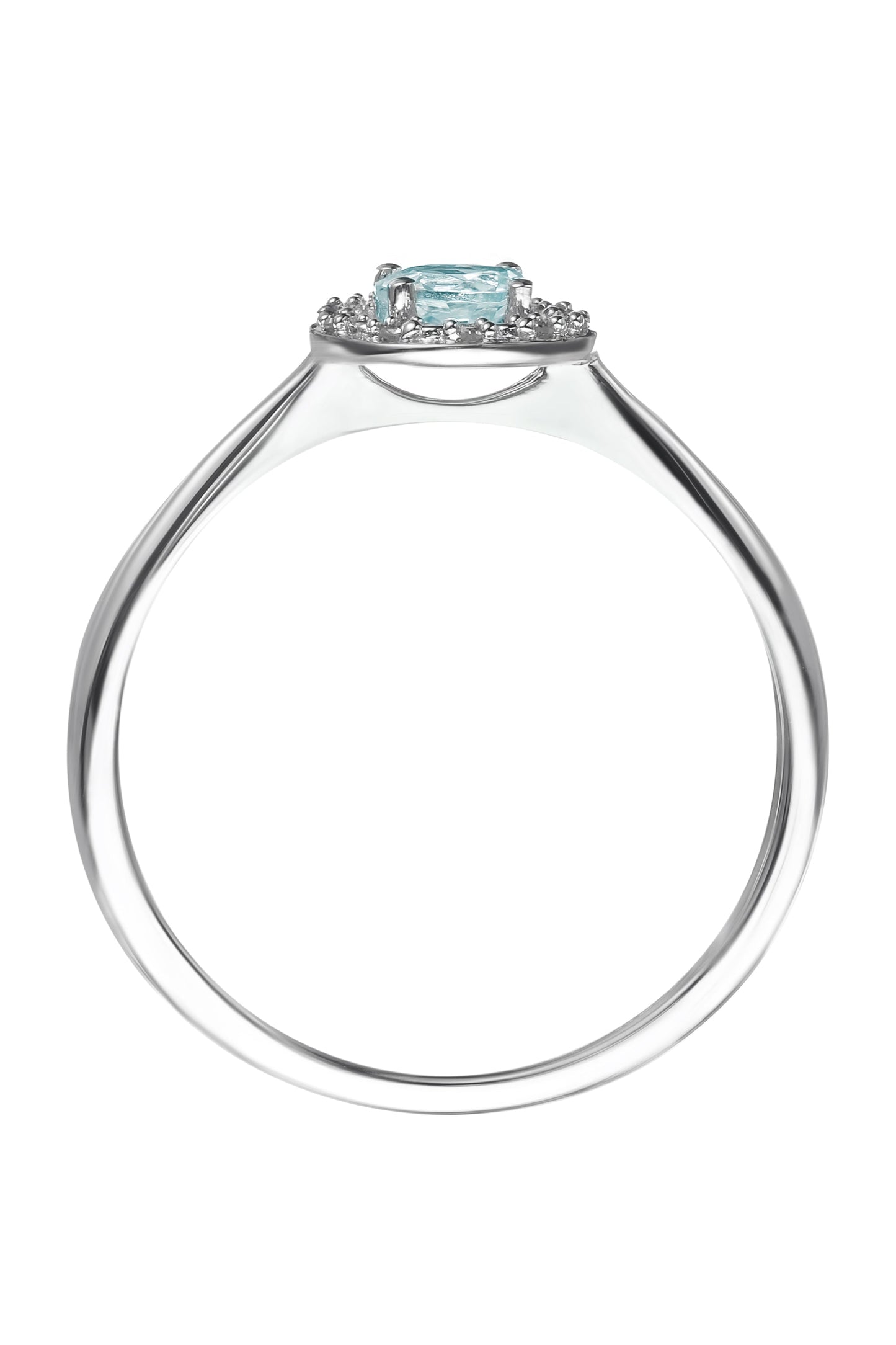 Sterling Silver Aquamarine and Diamond Halo Ring-3