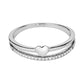 Sterling Silver Cubic Zirconia Two Row Heart Ring-1