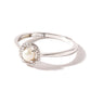 Sterling Silver Button Pearl and Diamond Halo Ring-1