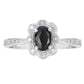 9ct White Gold 6x4 Black Sapphire and Diamond Ring-1