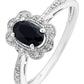 9ct White Gold 6x4 Black Sapphire and Diamond Ring-0