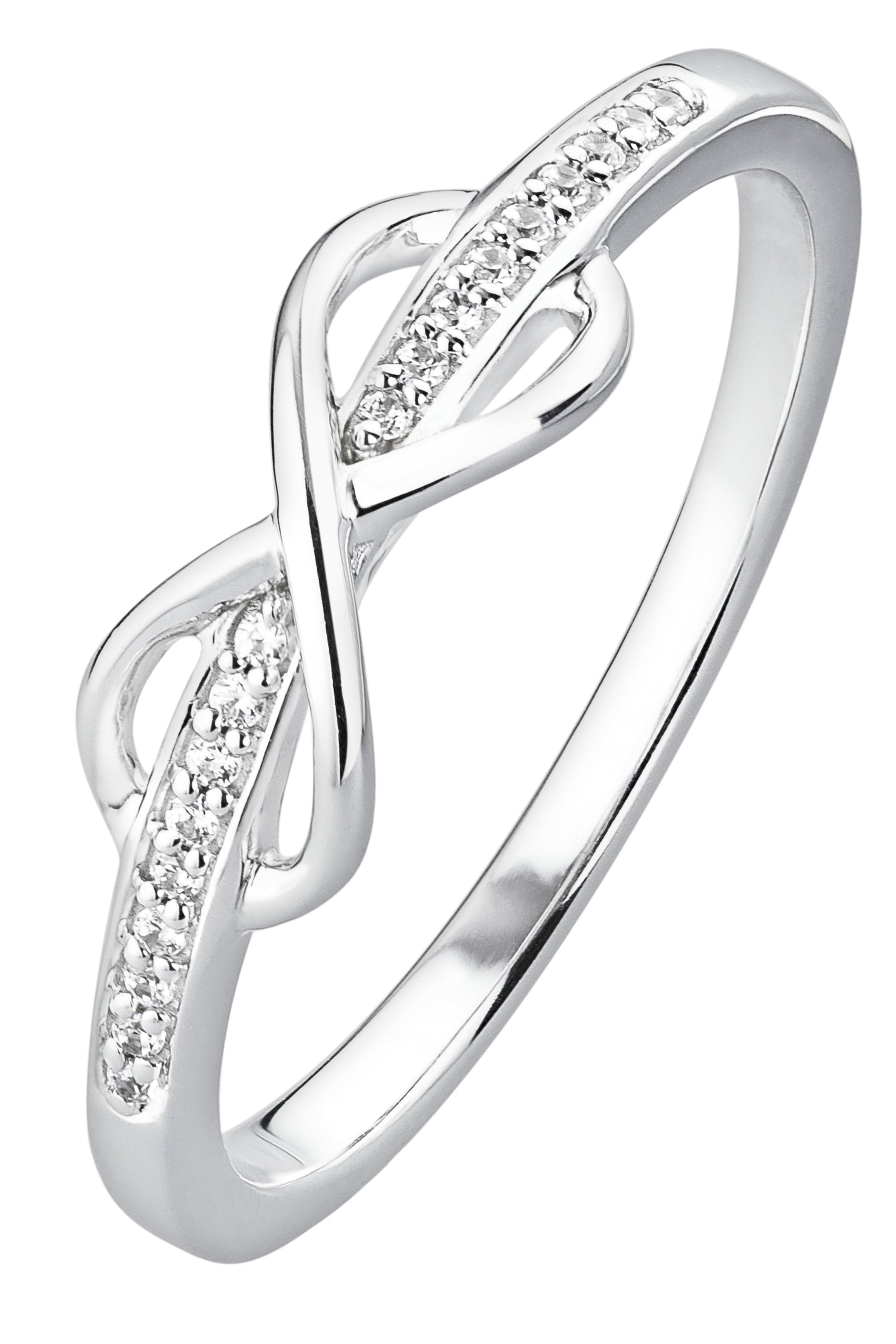 Sterling Silver Diamond Infinity Ring-0