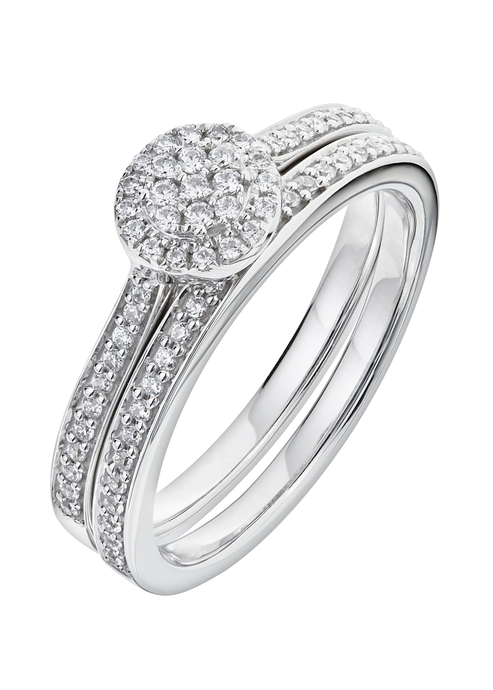 9ct White Gold 0.29ct Diamond Bridal Set Ring-0