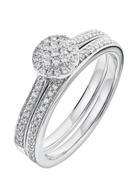 9ct White Gold 0.29ct Diamond Bridal Set Ring-0