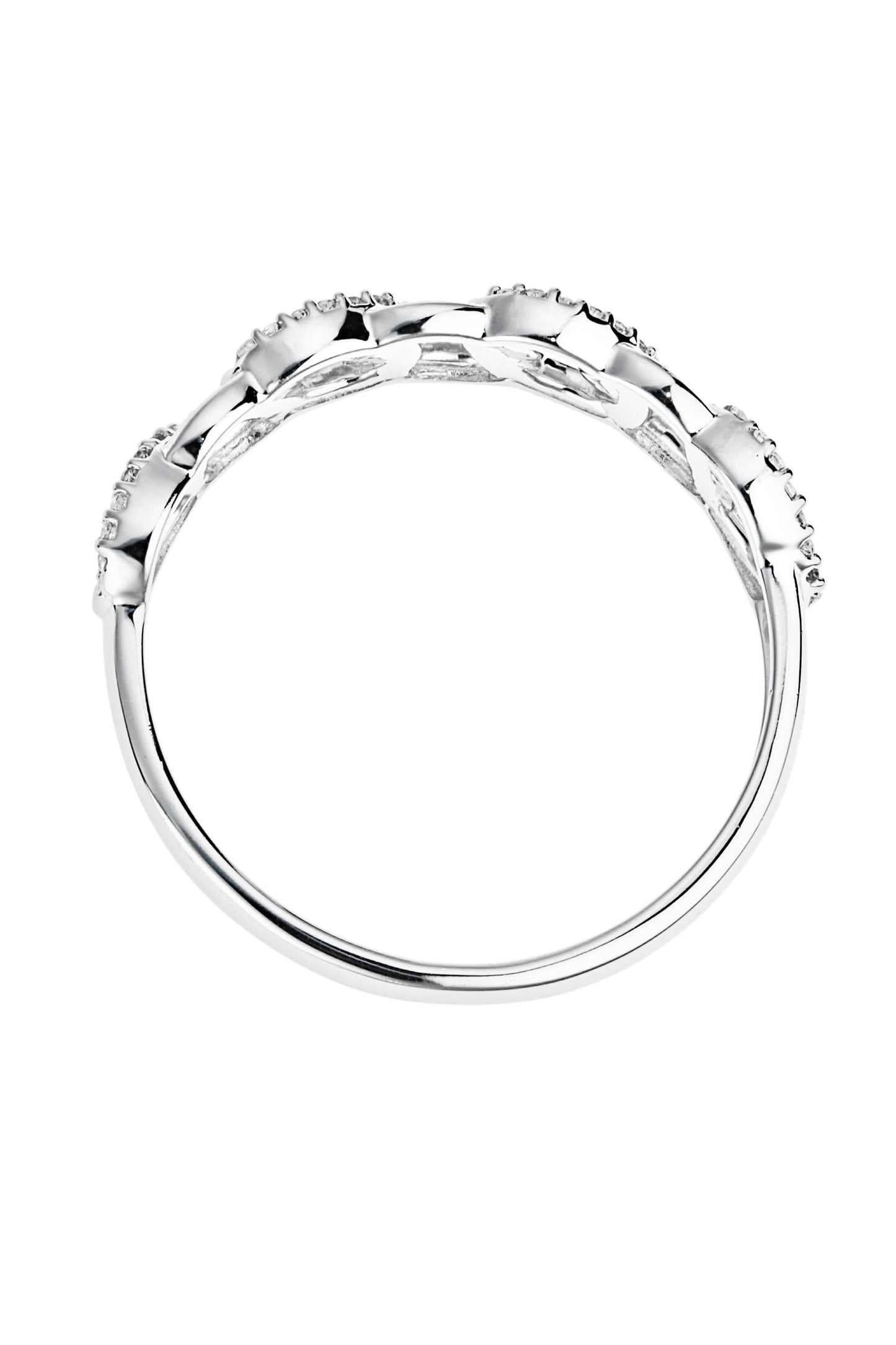 Sterling Silver Diamond Braided Eternity Ring-2