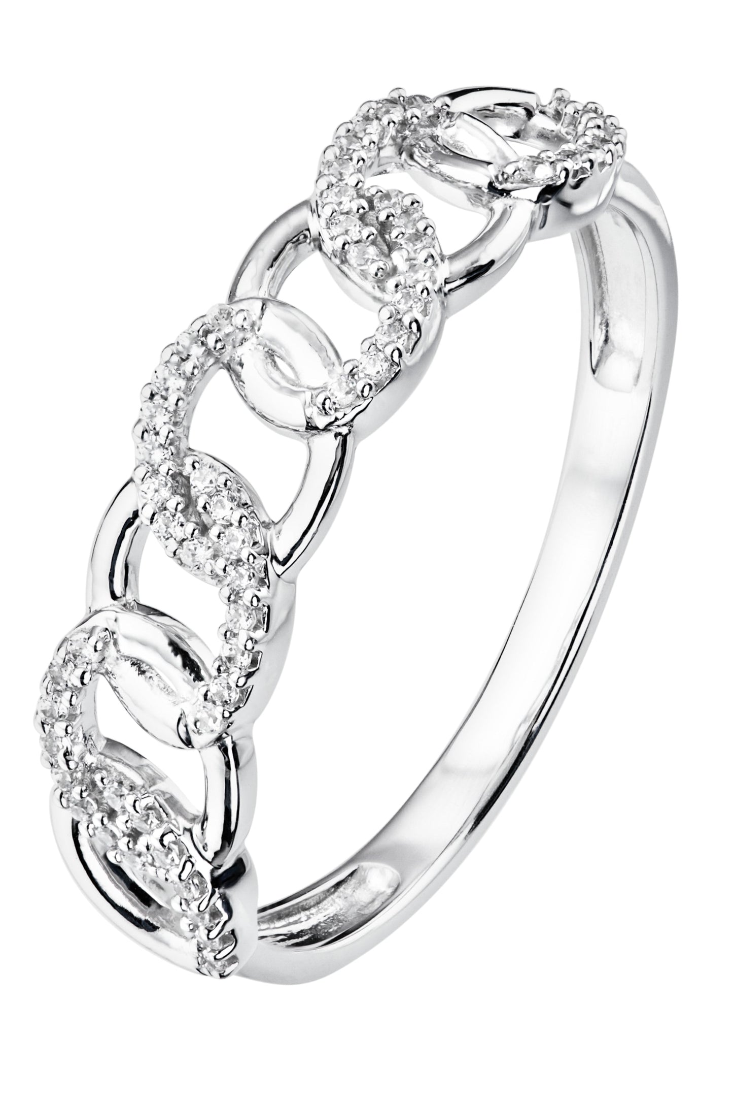 Sterling Silver Diamond Braided Eternity Ring-0