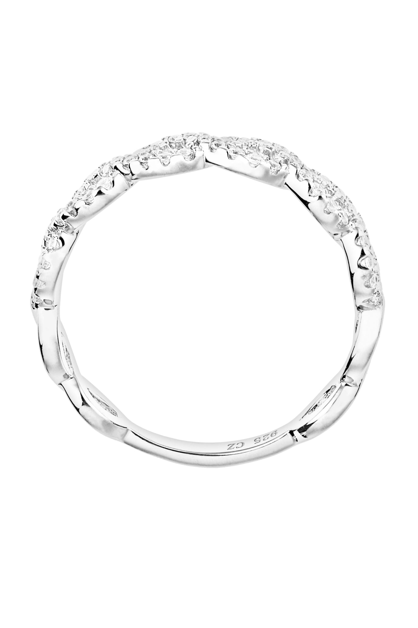 Sterling Silver Cubic Zirconia Weave Ring-2