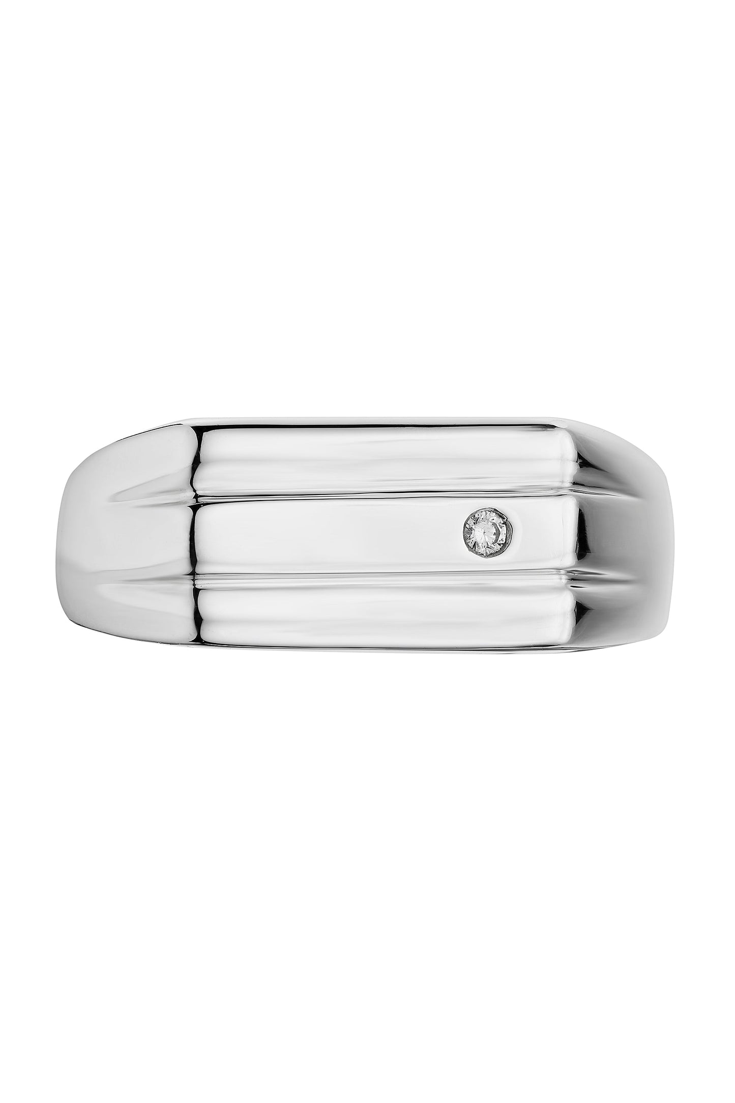 Sterling Silver Diamond Signet Ring-1