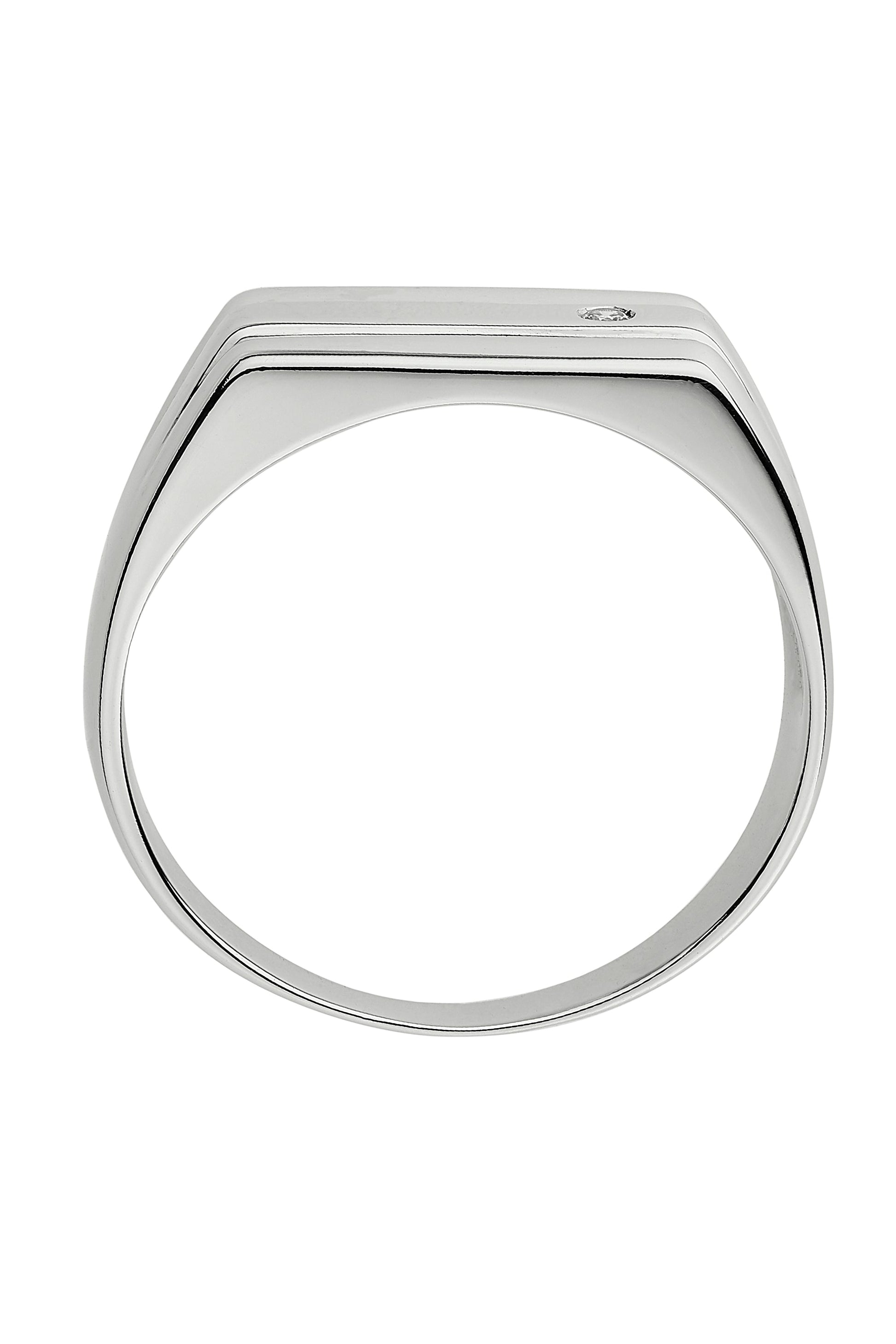 Sterling Silver Diamond Signet Ring-3