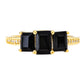 9ct Yellow Gold Black Sapphire and Diamond Three Stone Ring-1