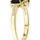 9ct Yellow Gold Black Sapphire and Diamond Three Stone Ring-2