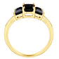 9ct Yellow Gold Black Sapphire and Diamond Three Stone Ring-3