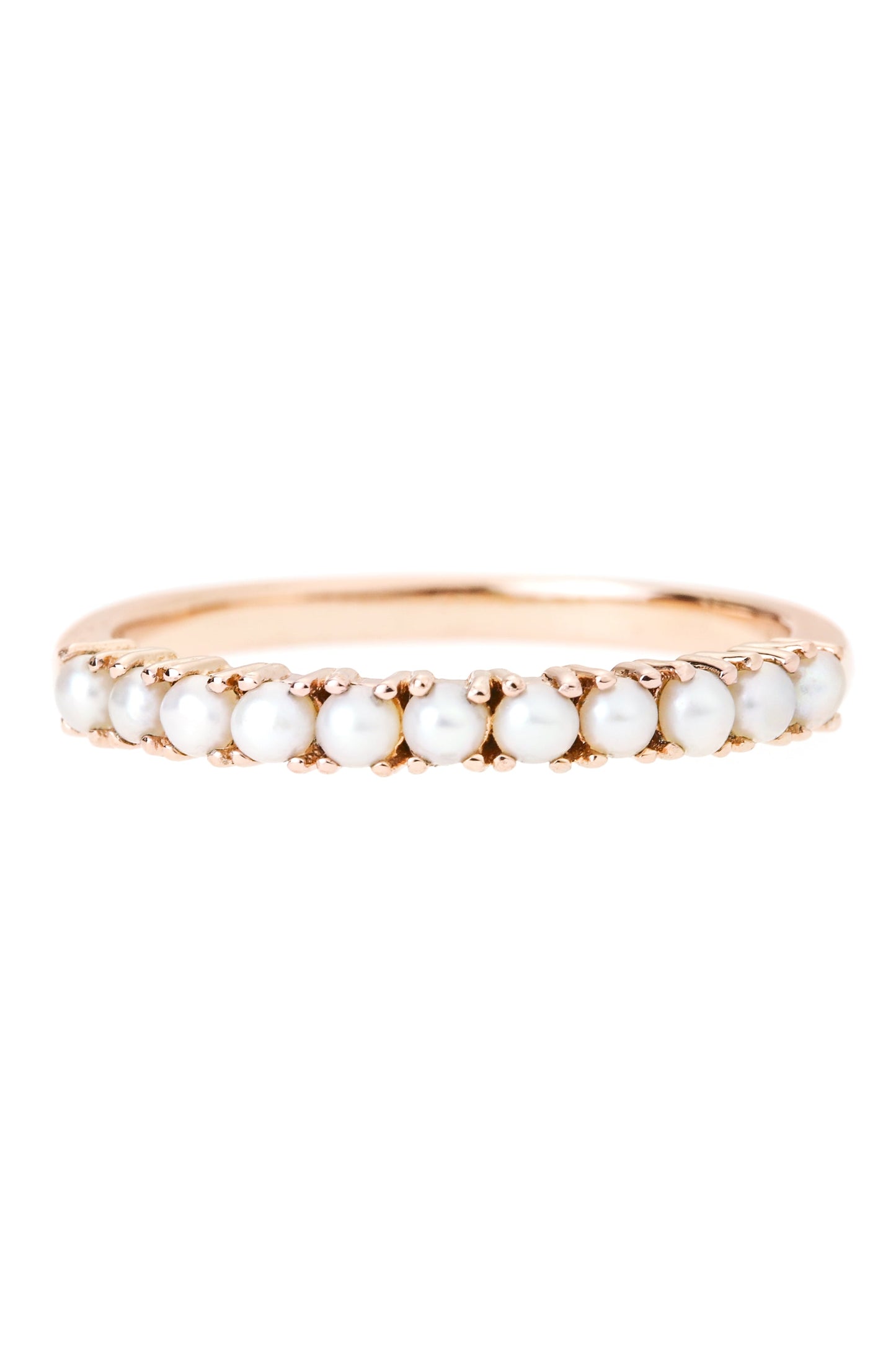 9ct Rose Gold Freshwater Pearl Half Eternity Ring-0