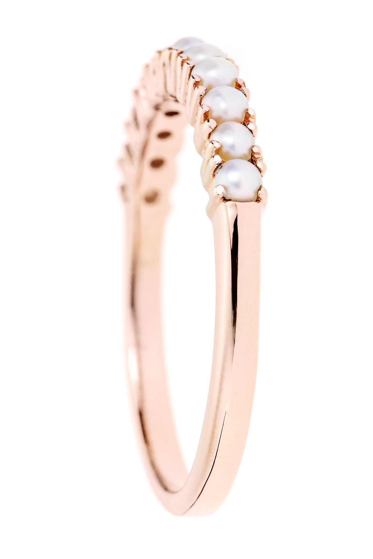 9ct Rose Gold Freshwater Pearl Half Eternity Ring-1