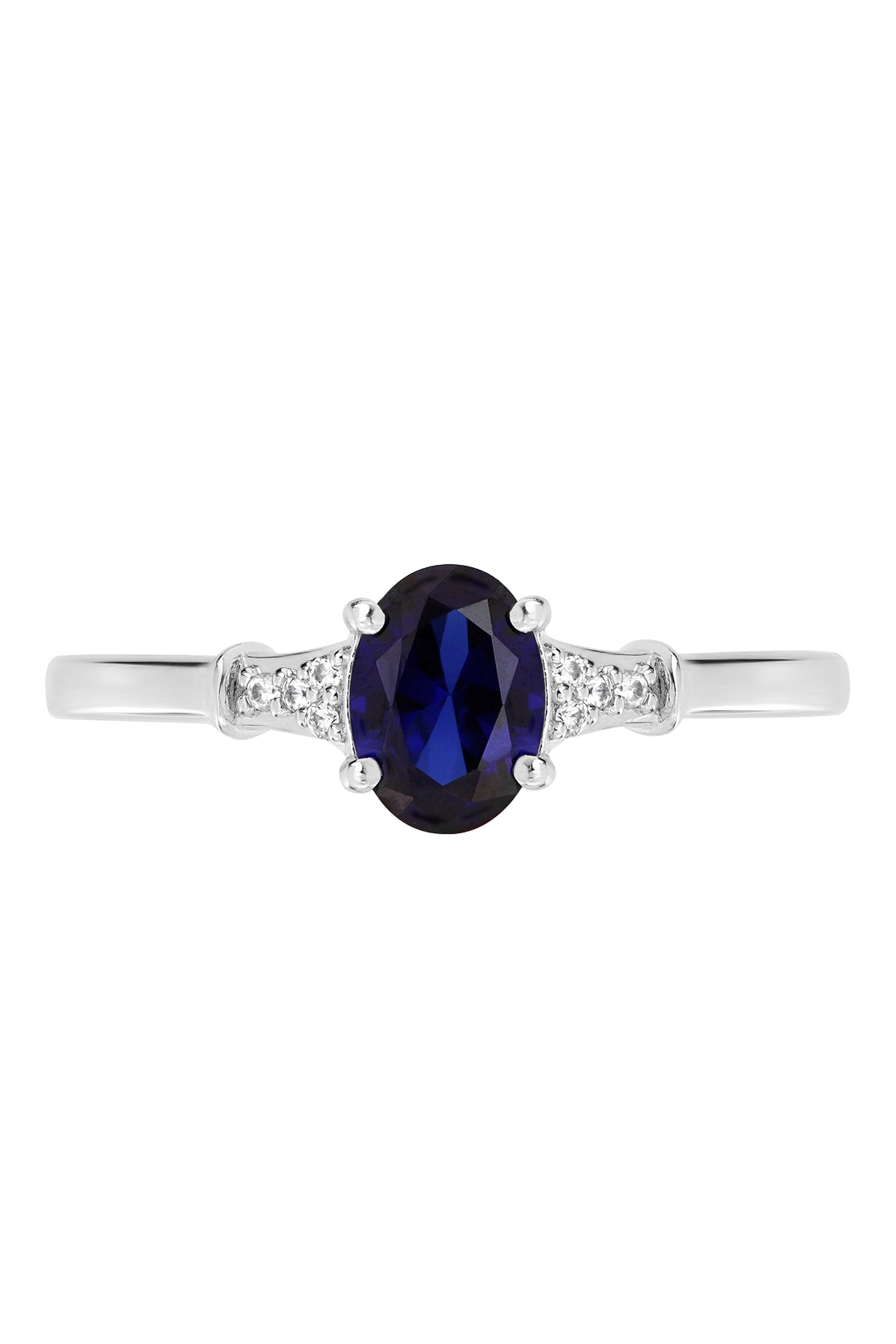 9ct White Gold Created Sapphire and Diamond Ring-1