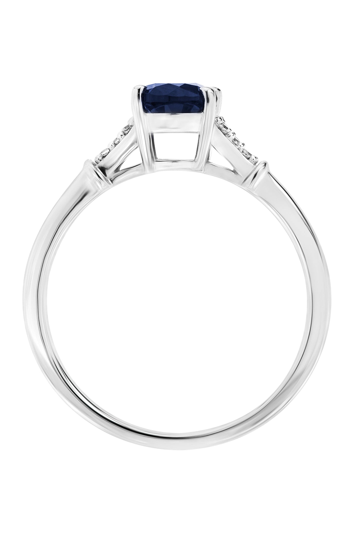 9ct White Gold Created Sapphire and Diamond Ring-2