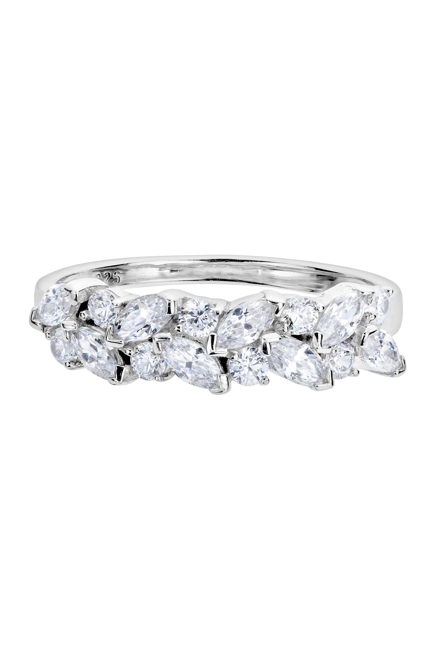 Sterling Silver Cubic Zirconia Vintage Band Ring-2