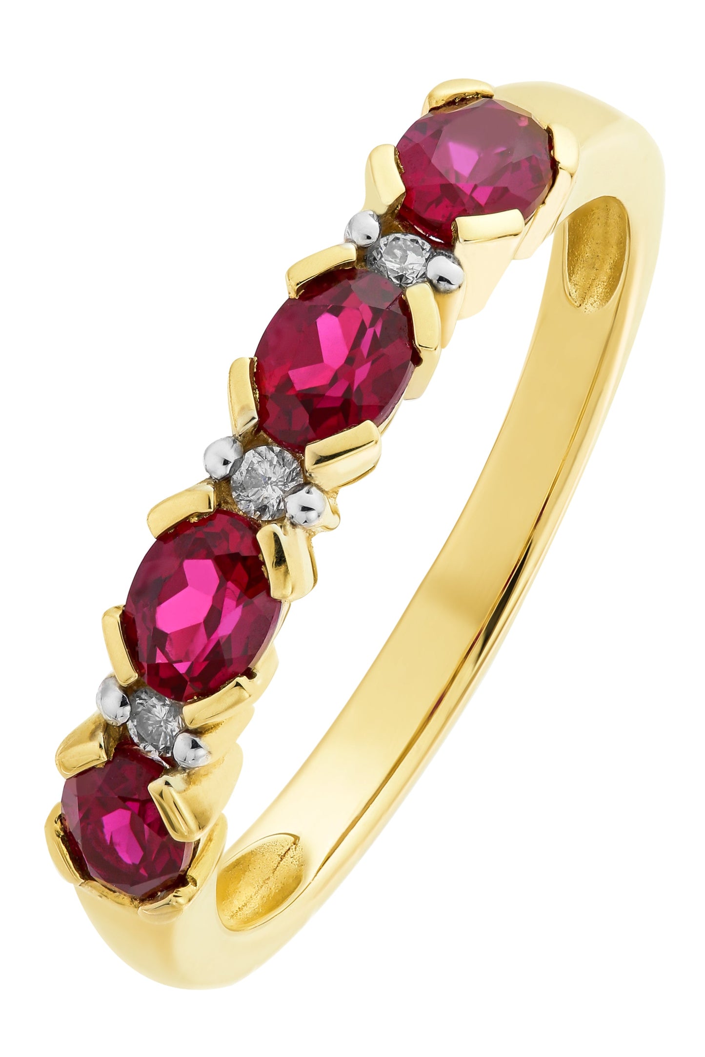 9ct Yellow Gold Created Ruby and Diamond Eternity Ring-0