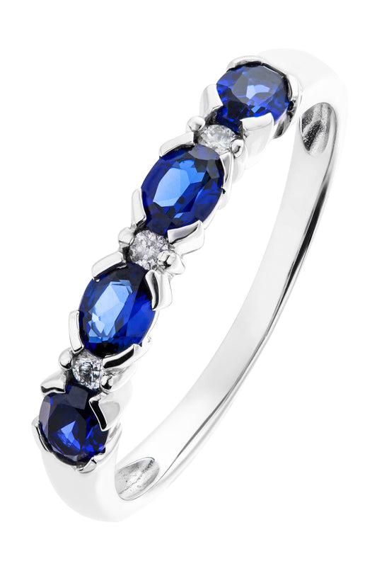 9ct White Gold Created Sapphire and Diamond Eternity Ring-0