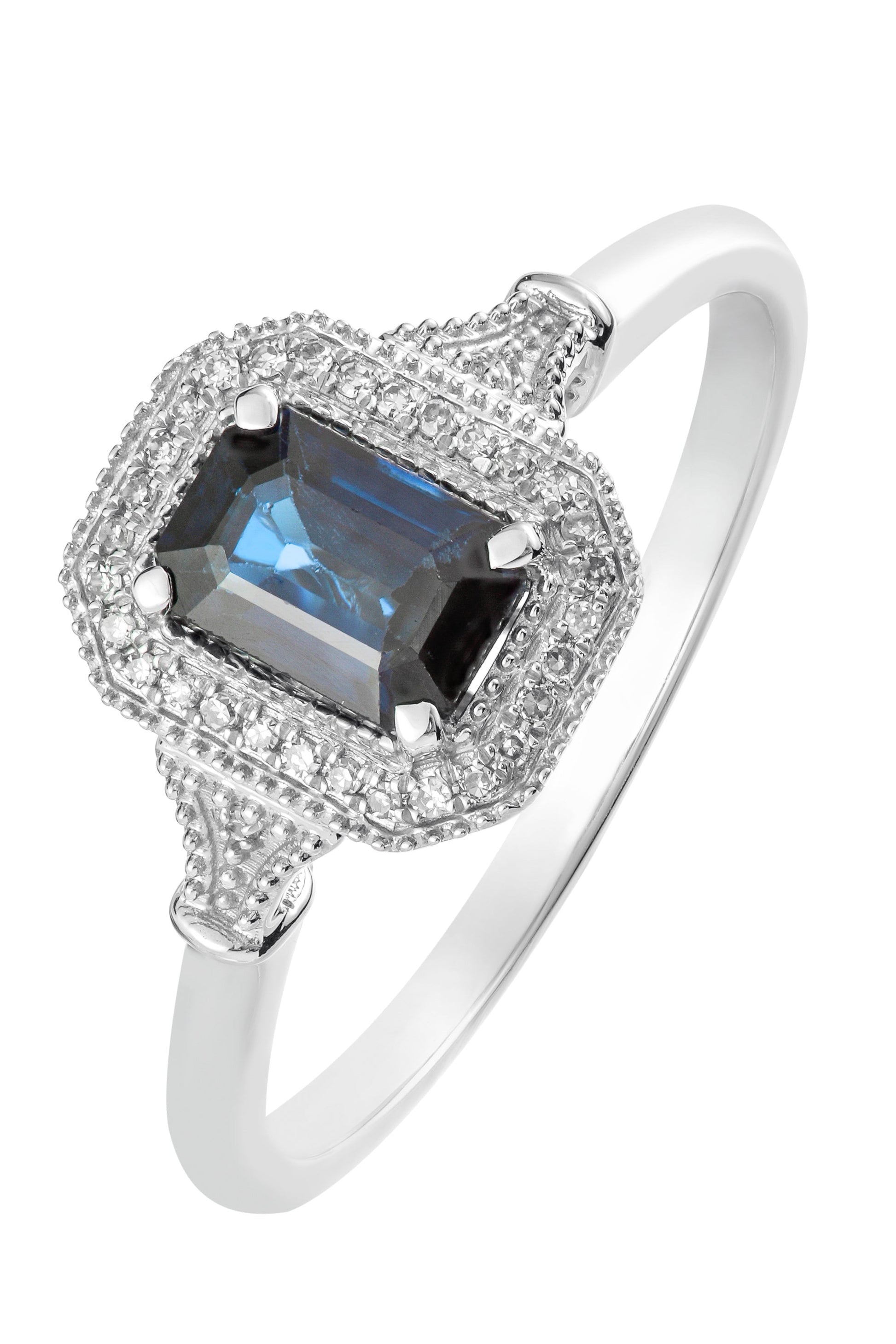 9ct White Gold Sapphire and Diamond Ring-0