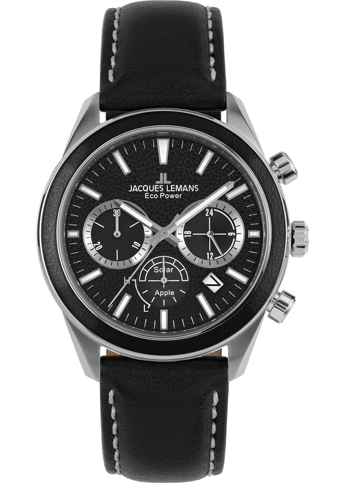 Eco Power Solar Chronograph Black Vegan Strap Men's Watch-0