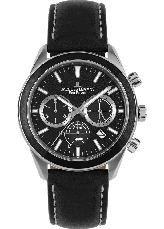 Eco Power Solar Chronograph Black Vegan Strap Men's Watch-0