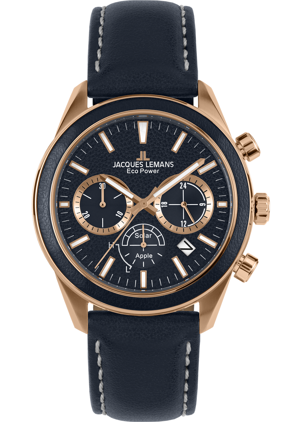 Eco Power Solar Chronograph Vegan Strap Rose Gold Plated Men's Watch-0