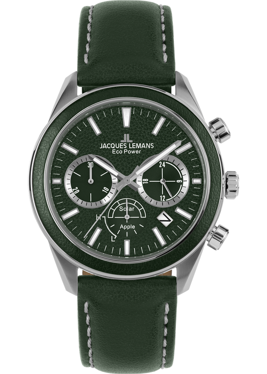 Eco Power Solar Chronograph Green Vegan Strap Men's Watch-0